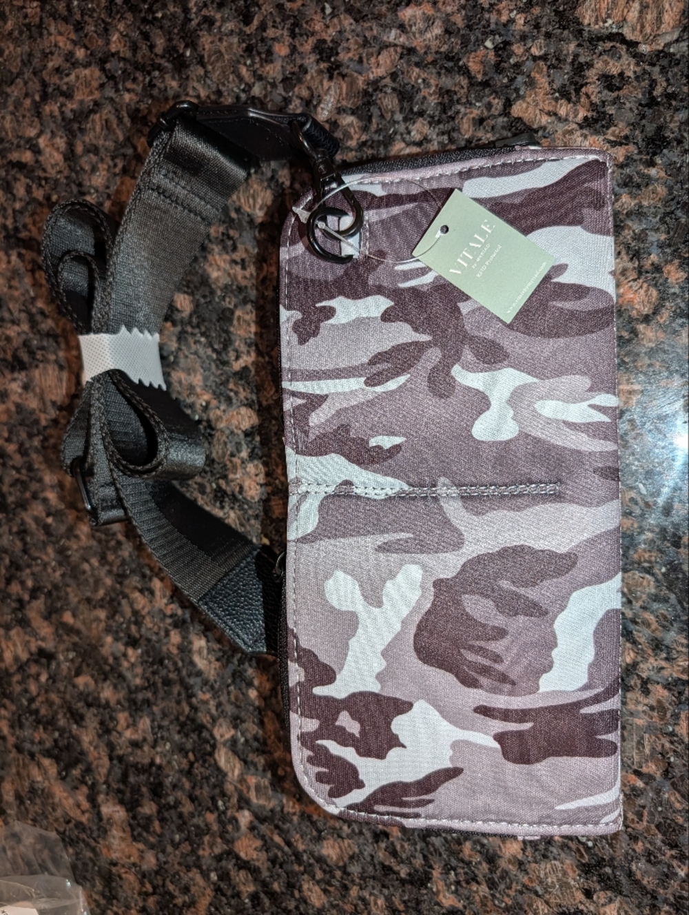 Unisex RFID Blocking Gray Camouflage Crossbody Bag from Vitale By Myriad